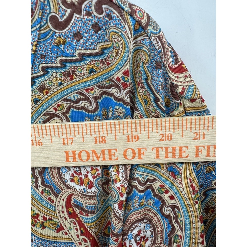 NorthStyle 3X Paisley Tunic Top Boho Flowy Pleated Hem Blue Stretch RR35 - Picture 7 of 11